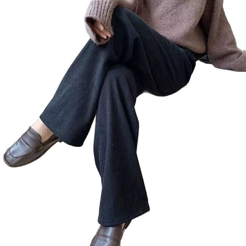 Damen Fleecegefütterte Chenille High-Waist Wide-Leg Hose - Warm, Weich und Stilvoll für Herbst und Winter.