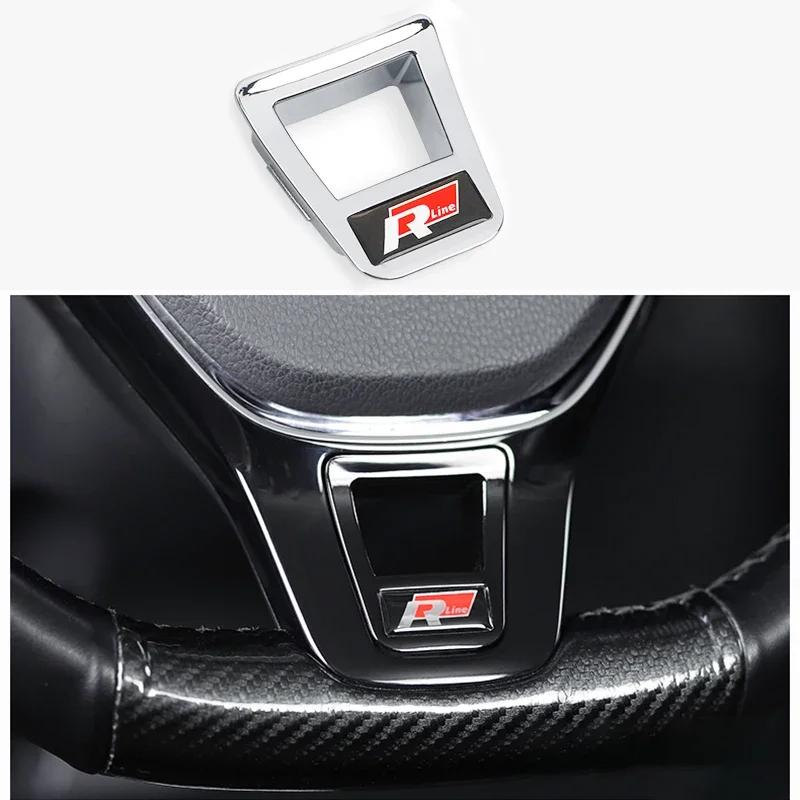 2025 Chaud 1Pcs ABS Autocollants de Garniture de Volant de Voiture Logo R Accessoires Pour Volkswagen GTI R-Line Polo Golf Passat Scirocco Beetle