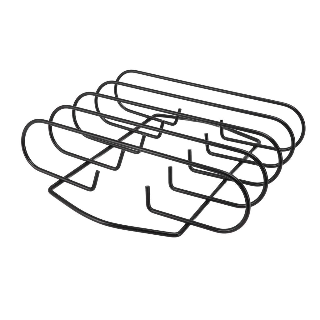 BBQ Rib Rack Iron Non Stick Grilling Rib Stand Black Barbecue Grill for Steak Lamb Chops Outdoor