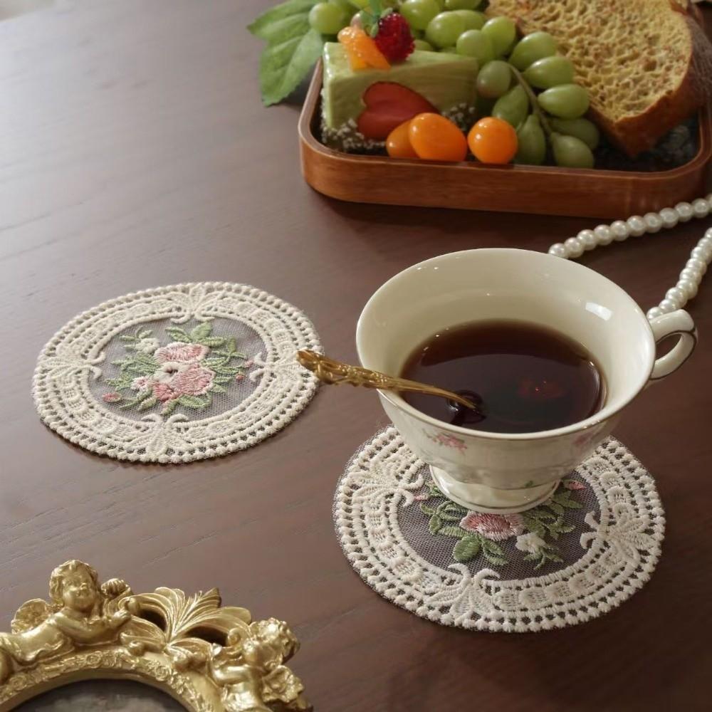 Anti-scald Embroidery Placemat Exquisite Plate Mat Lace Doilies Vintage Lace Coaster Tea Party