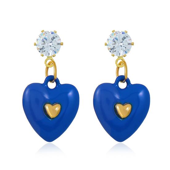 1 pár dámských náušnic Srdce Kubická zirkonie Šperky Kapající olej Jasná barva Visací náušnice