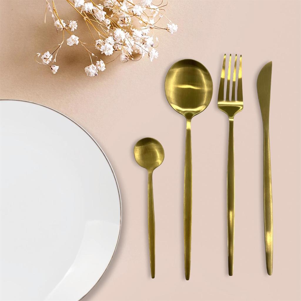 Gilded Gold Cutlery Set, 24 Pieces, For 6 People