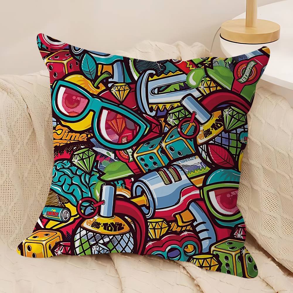

Abstract Art Graffiti 45*45cm Cushion Cover Pillow Cover Decor Pillowcase Home Pillowcase For Couch Pillow 12x12Inch