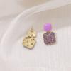 New Purple Crystal Pendants Women Dangle Earrings Korean Fashion Elegant Drop Earrings Square Statement boucles d'oreilles