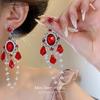 Europe and the United States exaggerated heavy industry fringed earrings court style niche design sense light luxury stud earrings femininity dinner