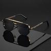 Classic Men Fashionable Double Beam Metal Sunglasses High End Simple And Versatile Sun Glasses Fashion Women's Eyewear