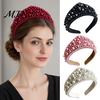 Soft Fabric Hair Accessories Faux Pearl and Diamond Headband for Women, Fashion Crown Style Headband, Elegant Structured All Types with Comfortable