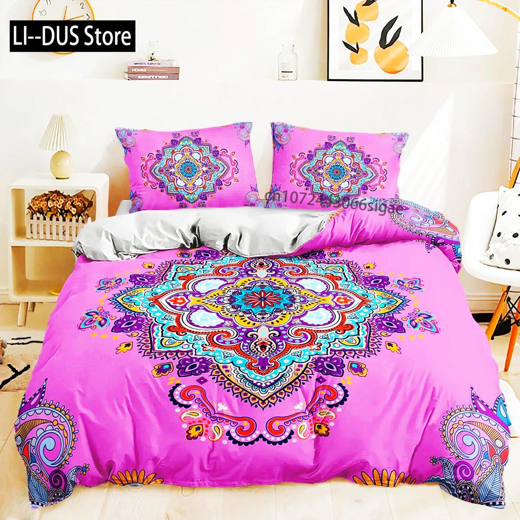 3d Bohemiskt Sängklädesset Boho Blommor Påslakan Örngott Queen King Size 2/3st Sänglinne För Kvinna Par