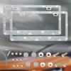 NEW Bling Crystal Car License Plate Frame Women Rhinestone License Plate Frame Cover Holder Car Accessories with Screw 31*16cm License Plate Covers