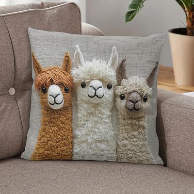 Pillow Covers 1PC Cute Alpaca Family 2D Flat-Printed Pillow Cover for  Home Sofa Cushion Cover Home Room Dormitory Decoration