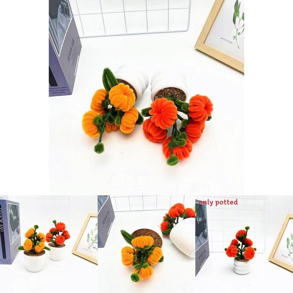 5 Pcs Pumpkin Plush Twisted Stick Potted For Living Room And Photography Props