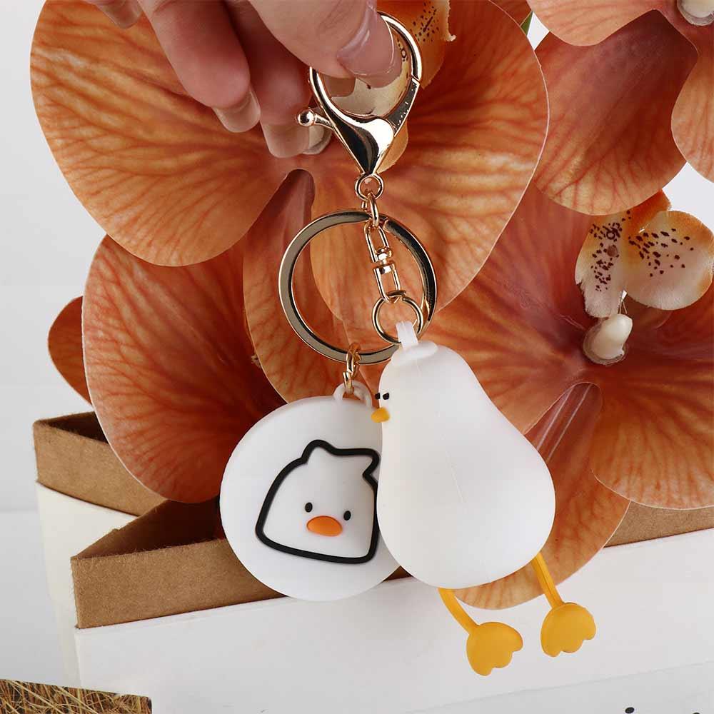 PVC Cartoon Lying Down Duck Keychain Lying Down Duck Lying Duck Doll Keyring   Pendant Accessories
