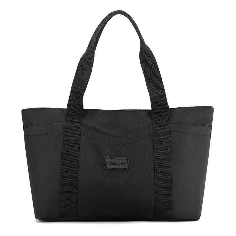 

Женская нейлоновая сумка Большая вместительная сумка-тоут с несколькими карманами Легкая водоотталкивающая сумка чёрный