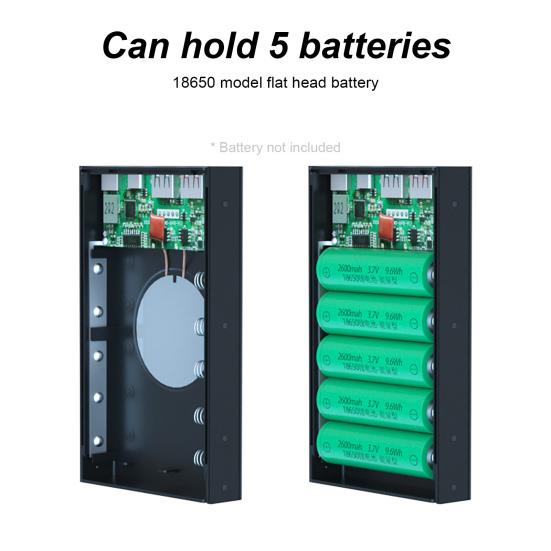 CX5 Powerbank Löstagbart DIY 5x18650 Fodral Lödfri QC Bärbart Laddarfodral