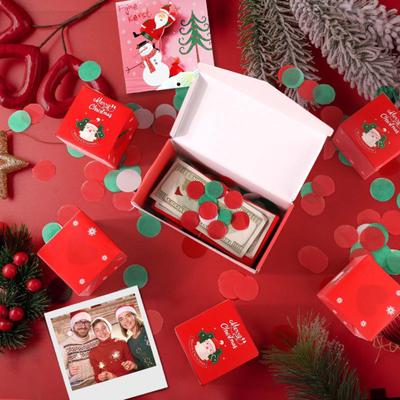 1 Set Christmas Bounce Gift Box Bag Thick Paper Reusable Folding Money Present Surprise Gift Packing Box Handbag Kit Party Supplies