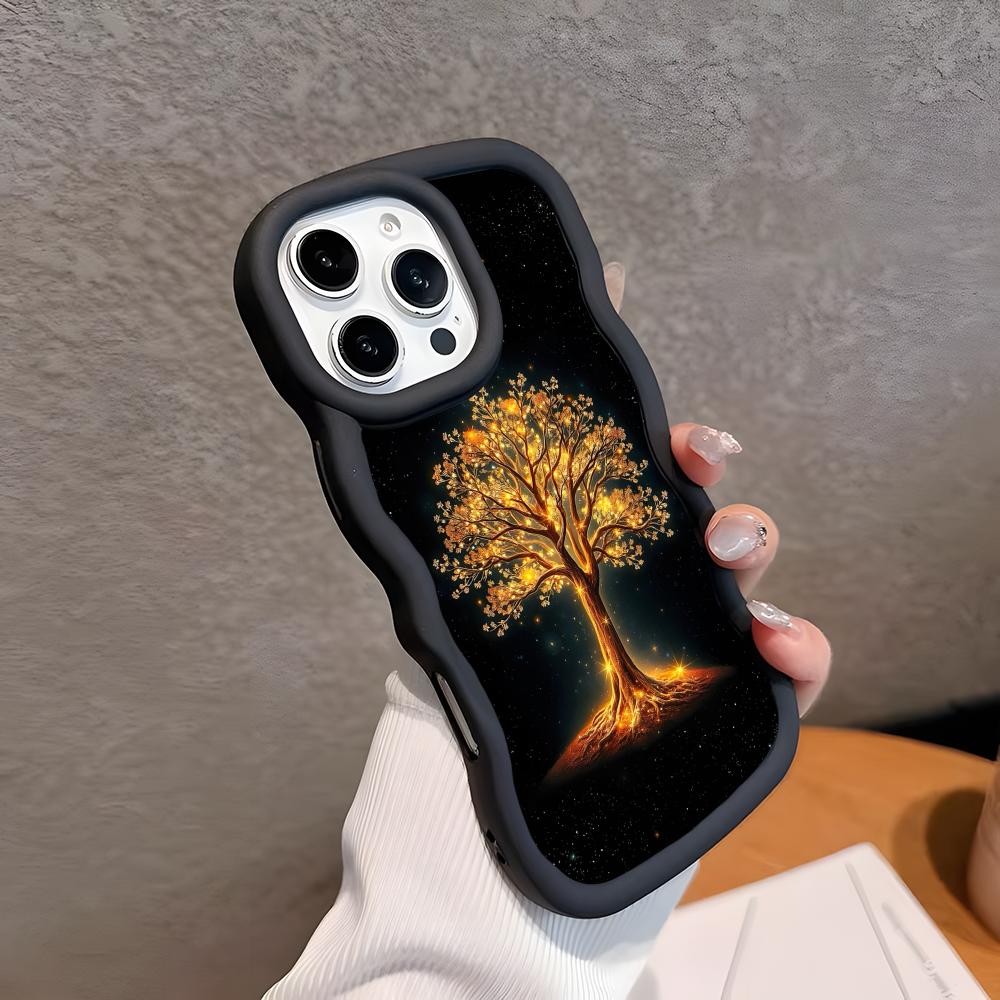 World Life Tree Mobile Phone Case for iPhone 17 16 15 14 13 12 11 Air Pro Max Plus Wavy Edge TPU Colorful Cover Luxury Cover