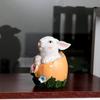 Cute Easter Rabbit Eggs Ornaments Resin Easter Bunny Holding Flower Ornaments Happy Easter Party Decoration Easter Gift