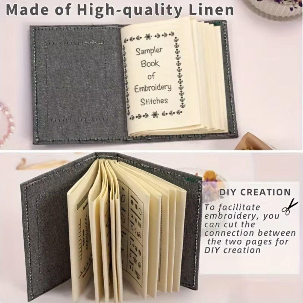 86Pcs/Set 106 Patterns Embroidery Stitch Book Kit Linen Felting Sample Page Embroidery Sewing Book Handmade Needlework