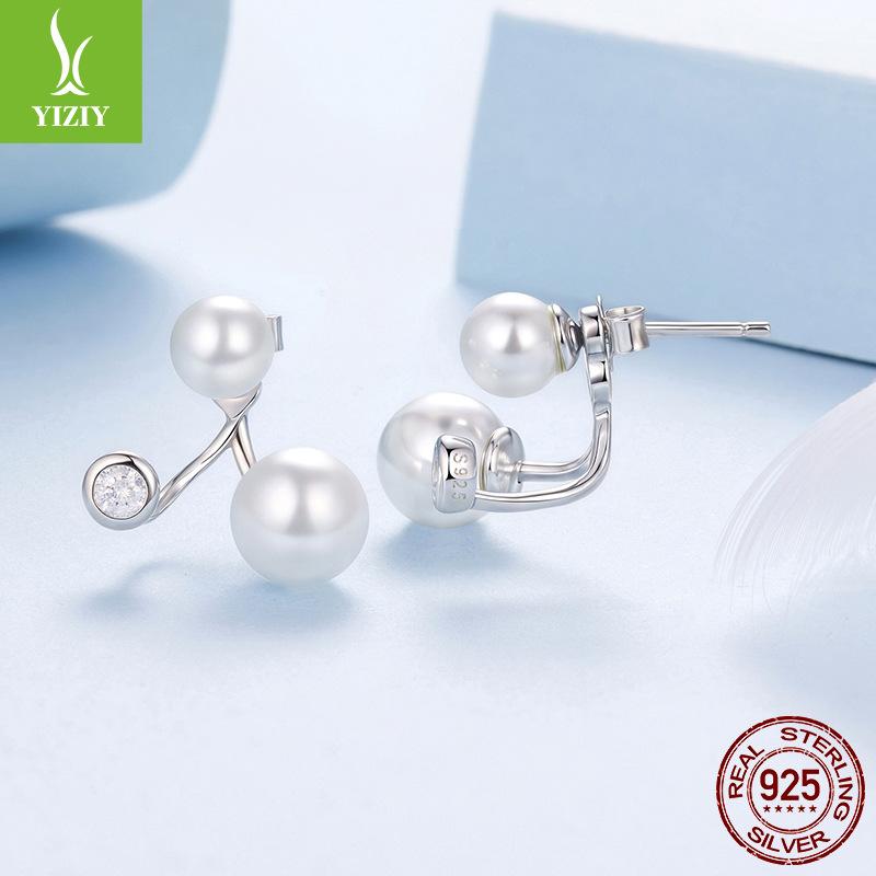 Design Sense Front And Rear Pearl Stud Earrings Women'S Personality Gentle S925 Sterling Silver Fashion Earrings Earrings