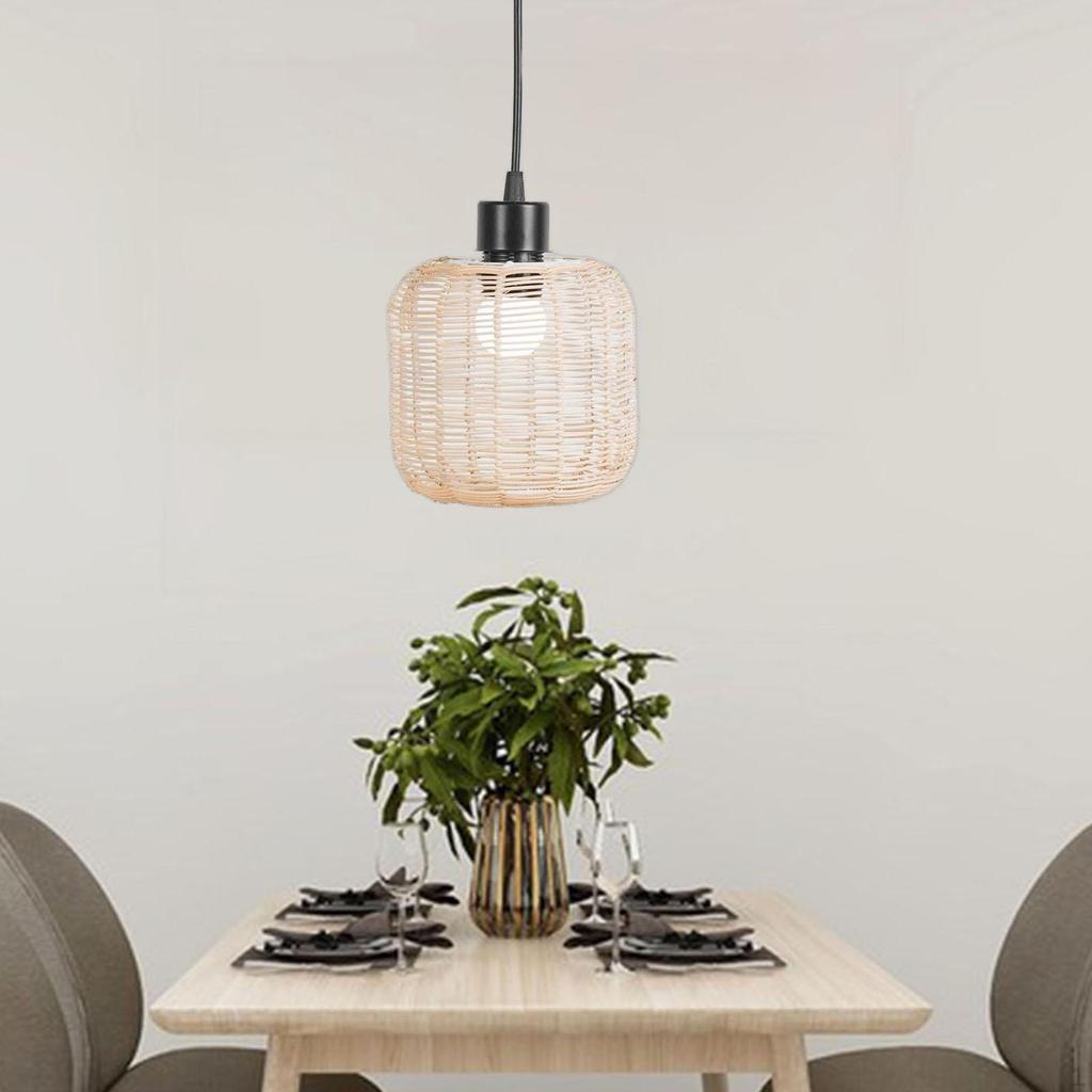 Ceiling Fan Light Cover, Rattan Weave Retro Chandelier Cover Decor, Woven Lampshade for