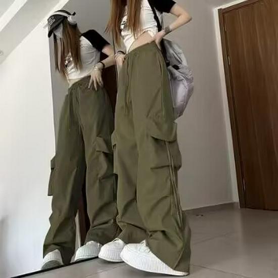 2025 Women's High-Waisted Retro Workwear Wide-Leg Pants - Loose, Floor-Length Design