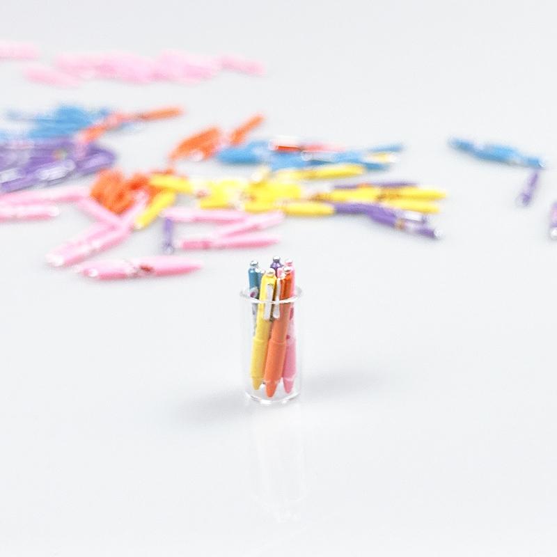 5Pcs Dollhouse Miniature Pattern Style Ball-Point Pen Model Toys For Doll Study Room Learning Scene Accessories