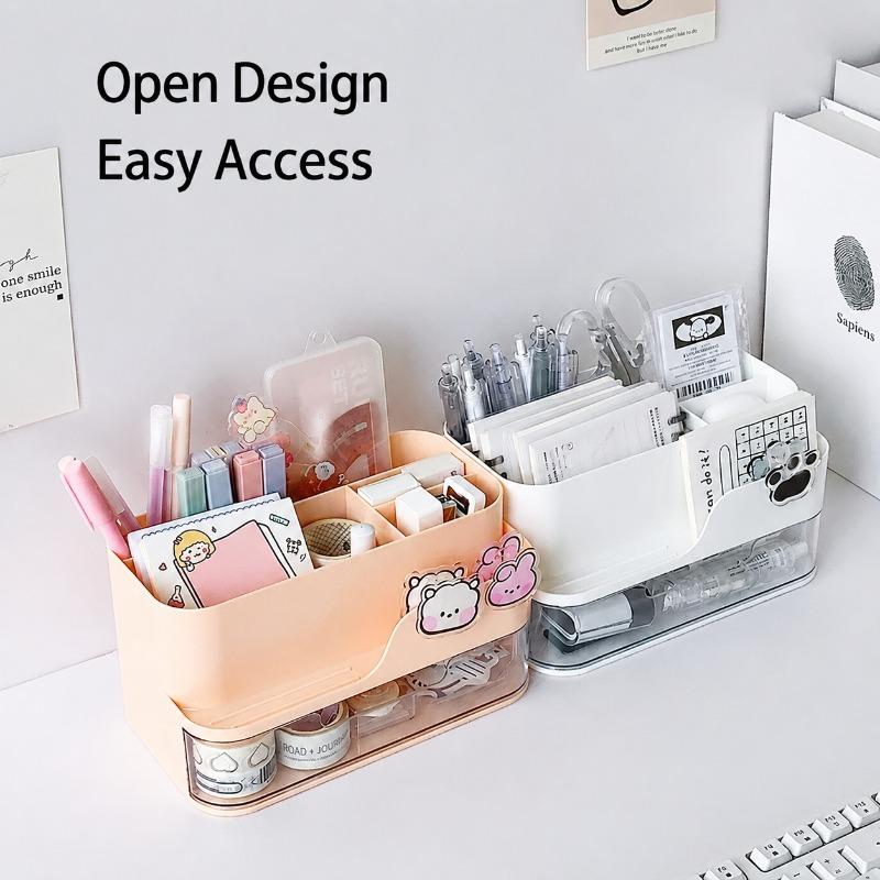 Multi-functional Desktop Stationery Organizer Student Desk Office Pen Holder Drawer Large Capacity Space Saving Storage Rack