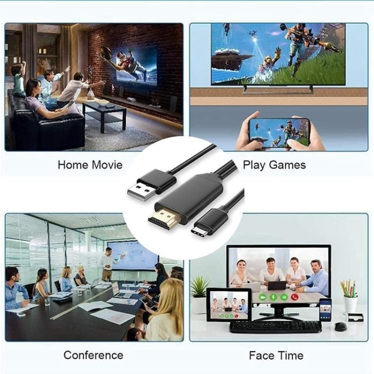 USB 3.1 Type-C to HDMI MHL 4K HD Video Digital Converter Cord for Android Phone to Monitor Projector TV