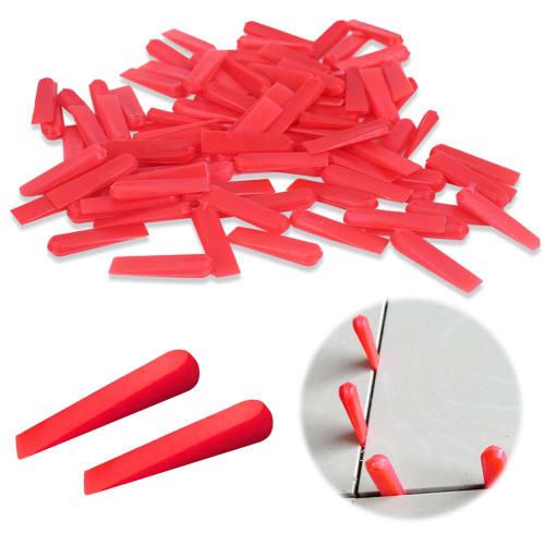 Multi-Purpose Tile Spacers, Leveling Wedges, Adjustable Gap, Red, 0.5mm-5mm, 100 Pieces