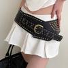 Rivet Studded Belt for Jeans Pants PU Leather Wide Cincher Belt for Shorts Skirt 2000s Girl Clothing Unisex Waist Decors