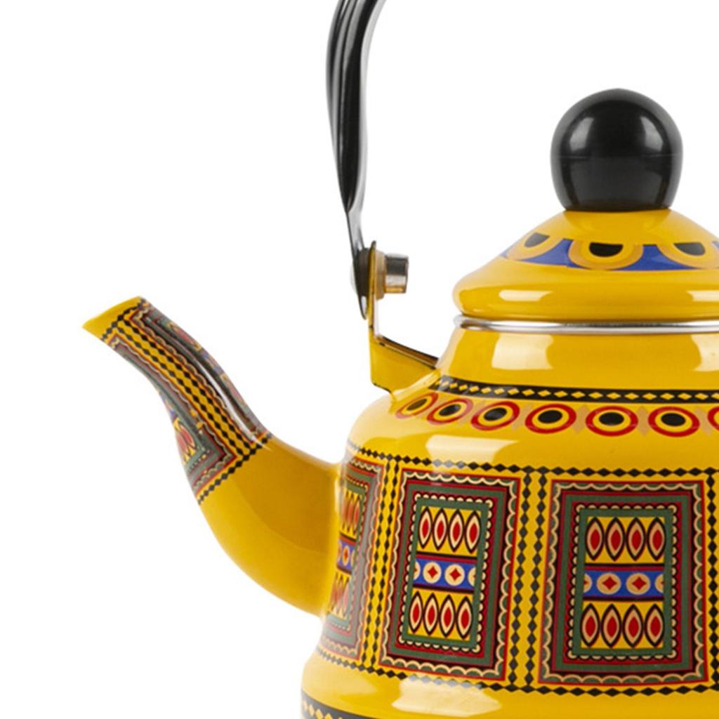 2.5L Tea Coffee Pot Kettle with Lid Pouring Cooking Water Retro Water Pot Enamel Teapot for Household Kitchen Hotel Restaurant