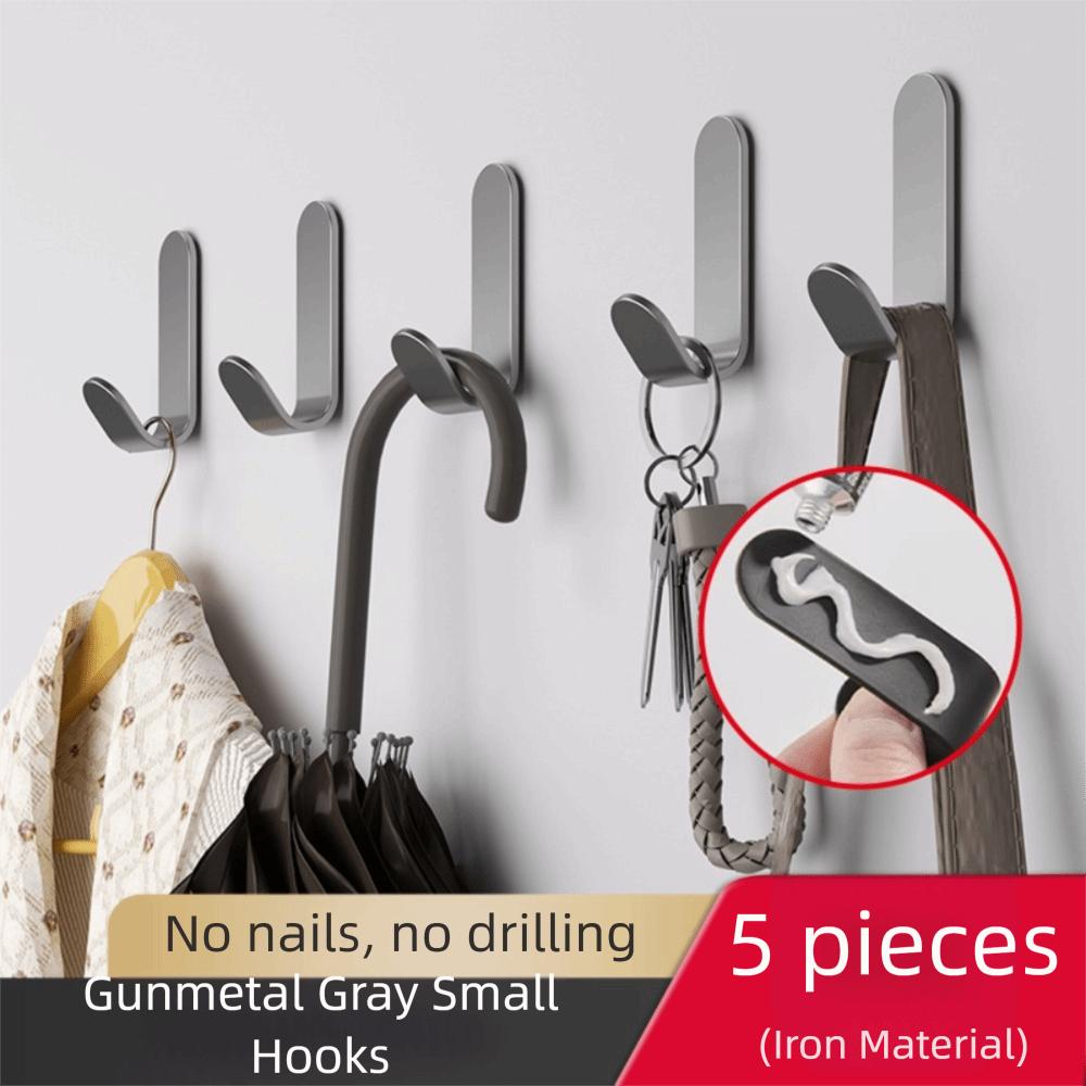 5 Pcs Strong Adhesive Wall Organizer Hook J-hook Design Waterproof Adhesive Hanging Hook Multi-purpose Storage Rack