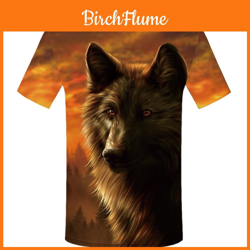 Men's Wolf Mountain 3d Print Summer Casual T-shirt With Stunning Graphic Design