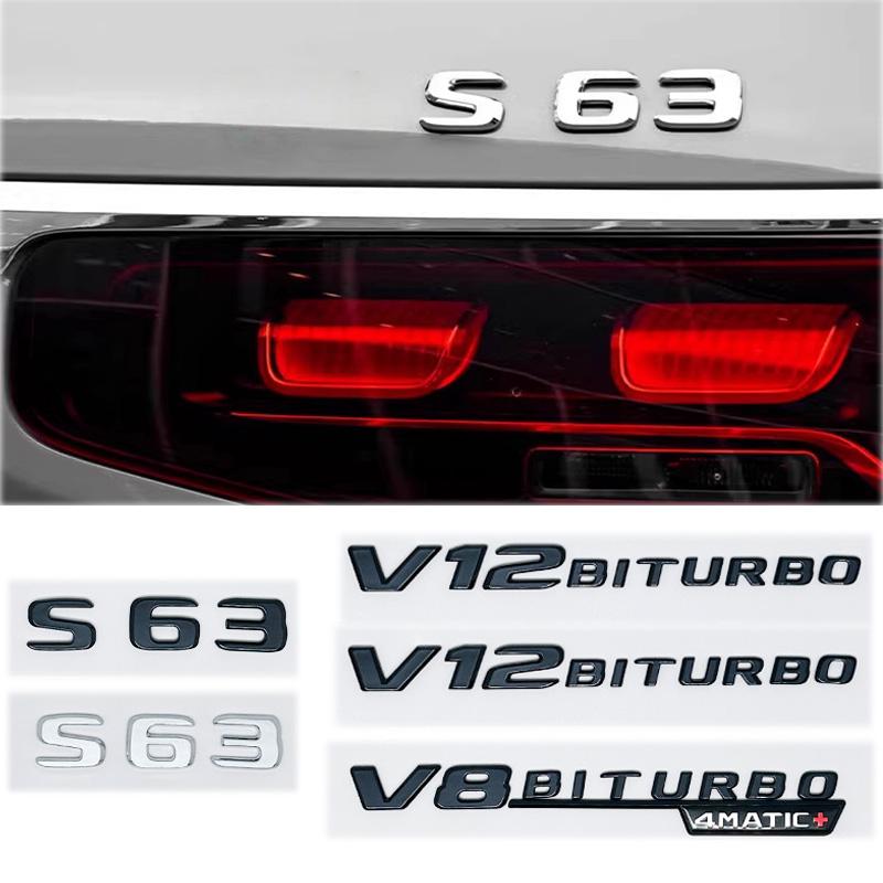 3D Letters S63 S65 V12 Biturbo V8Biturbo 4matic+ ABS Emblem for Mercedes Benz W222 W223 Car Fender Trunk Logo Sticker AA1