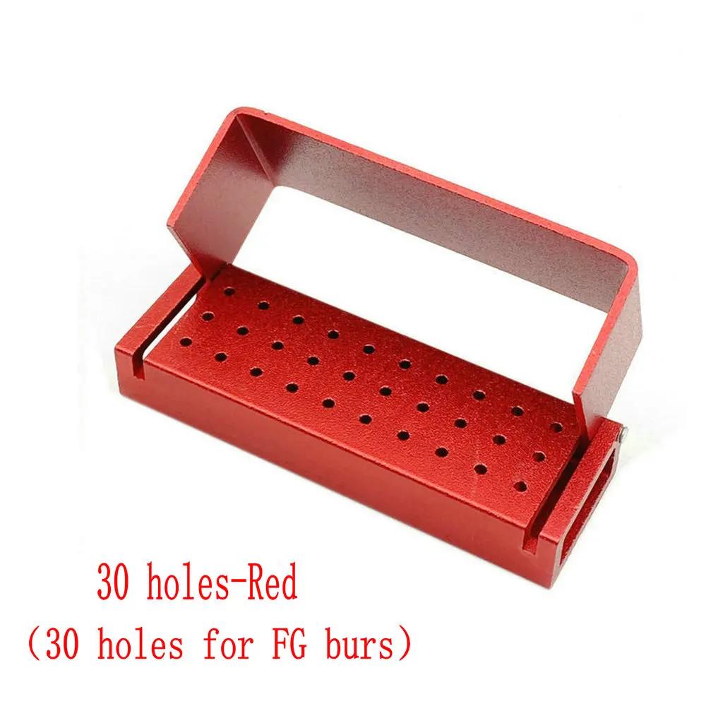 Nigf 30 Trous Porte-Fraise Dentaire Diamant Bloc Autoclave Aluminium Boîte de Désinfection Outils de Dentiste rouge
