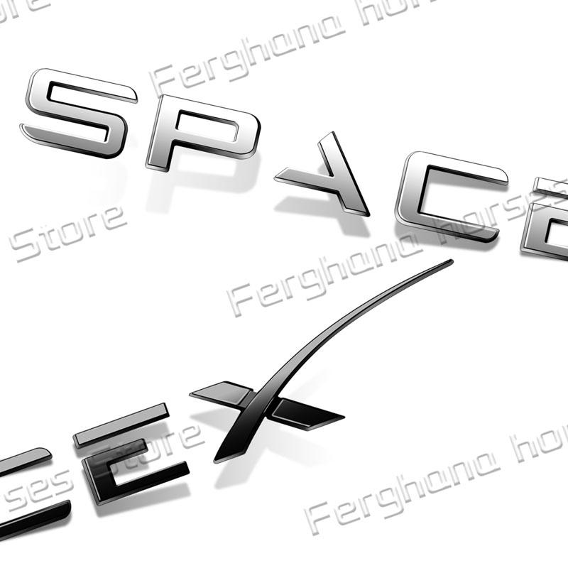 ABS Plastic 3D Car Body Fender Side Emblem Sticker Decor For SpaceX Letter Logo Rear Trunk Badge Decals Accessories