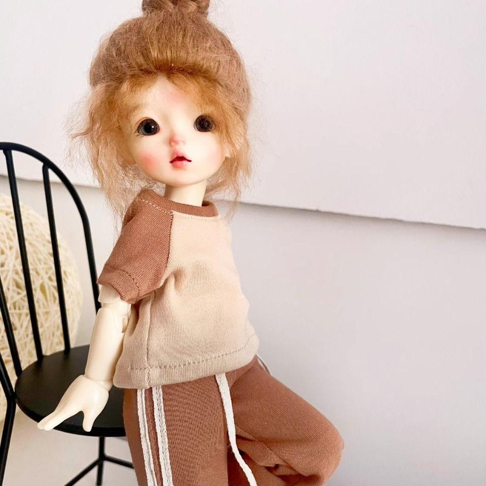 Handmake Woolen Overcoat Fashion Princess Sweaters T-shirt Pants for 1/6 BJD 30cm Dolls