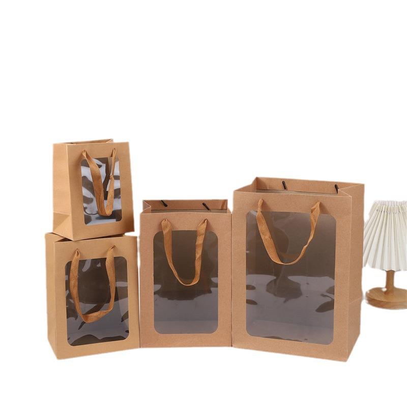 Clear Window Handbag for Fresh Flowers - Mother's Day Gift Bag or Conference Souvenir.