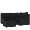 VidaXL Salon de jardin 4 pcs avec coussins Noir Résine tressée, ensemble de salon d'extérieur, ensemble de mobilier 319781