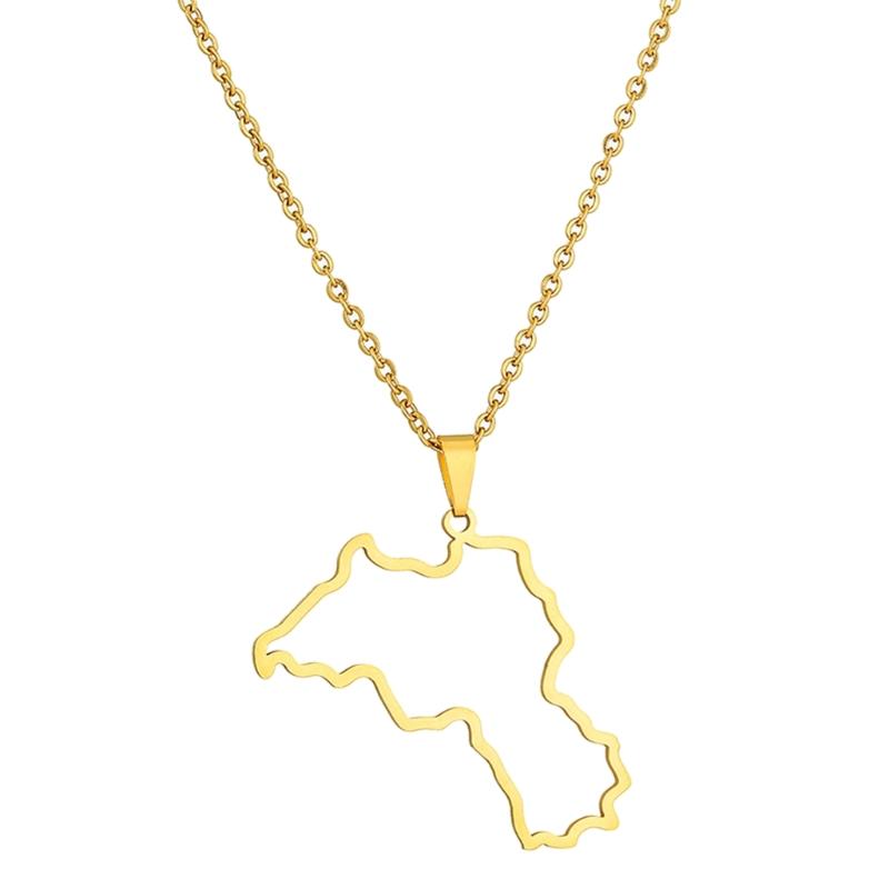 Trendy Kurdistan Map Shaped Pendant Necklace Map and City Necklace Long Choker Gothic Party Fashion Jewelry