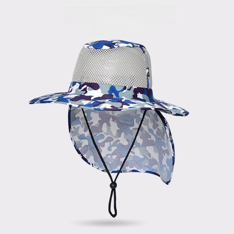 

Outdoor Fishing Hat With Wide Brim And Breathable Cotton Polyester For Summer Sun Protection Dark Blue Striped