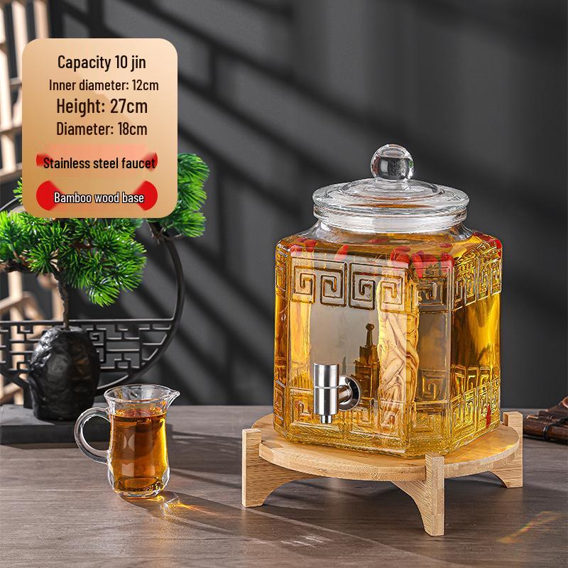 Luxury Sealed Wine & Baijiu Soaking Jar with Faucet for Household Use
