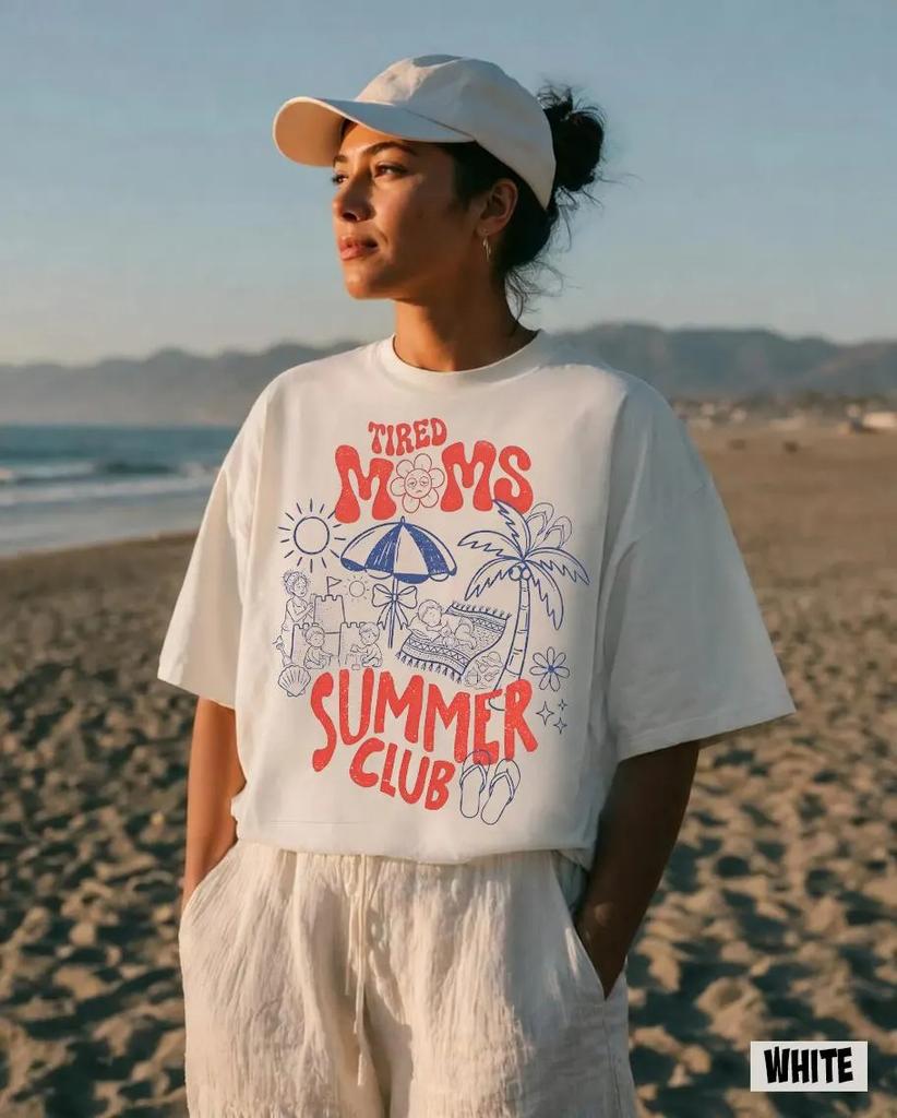 Tired Moms Summer Club Shirt  Vacation Mom Shirttrendy Summer Teemom Life Shirttired Mama Club