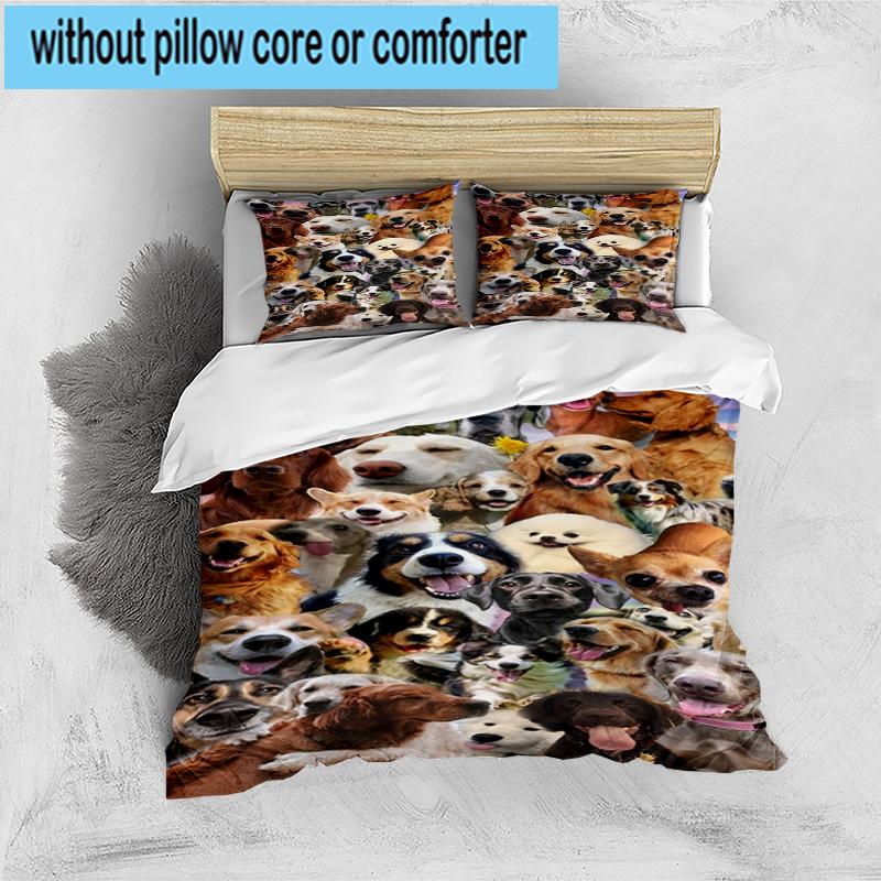 Diverse Dog Breeds Collage 3pcs Bedding,Including 1pc Duvet Cover And 2pcs Pillowcases Perfect for Christmas,Ideal for Bedroom, Dormitory