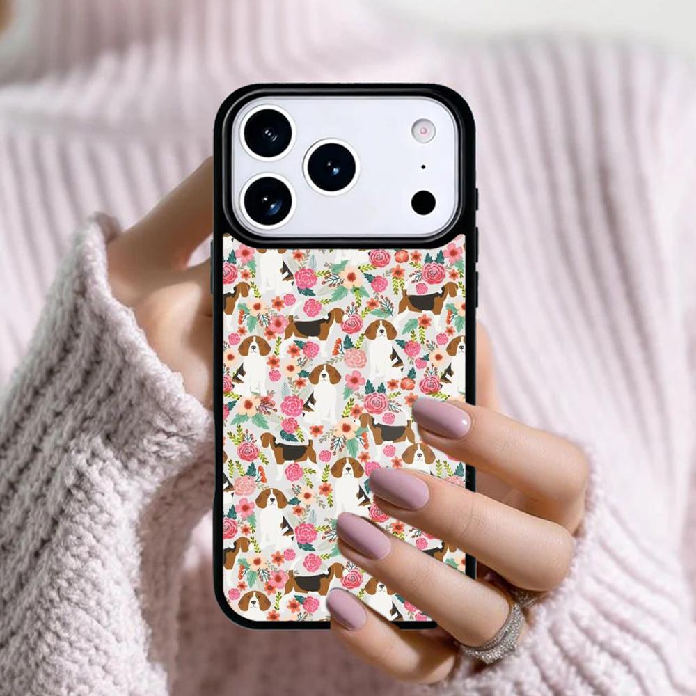 Beagle Floral Dog Phone Case For Apple iPhone 17 Air 16E 15 14 Plus 13 12 11 Pro Max Mini Funda Cover