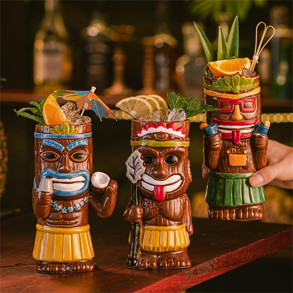 Creative Island Inspired Cup Whimsical Island Style Glass Cocktail Glass Hawaiian Party Tiki Mugs Drinkware for Parties