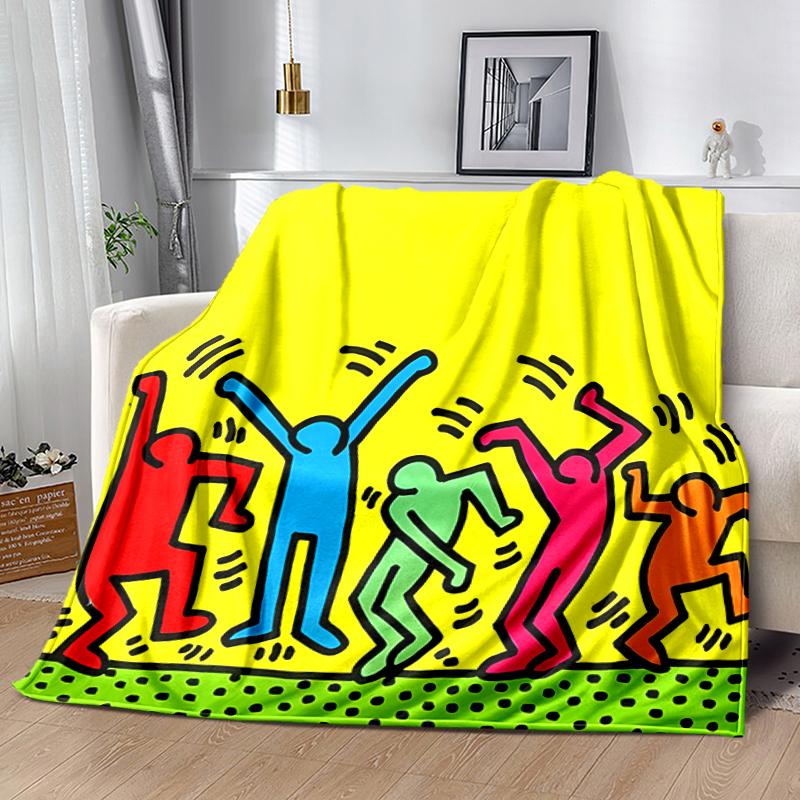 1pc Blanket Keith Haring Ascending2 Print Design, Lightweight Blanket for Sofa, Bed- Soft &Warm, Gift for All Seasons like Christmas, Halloween