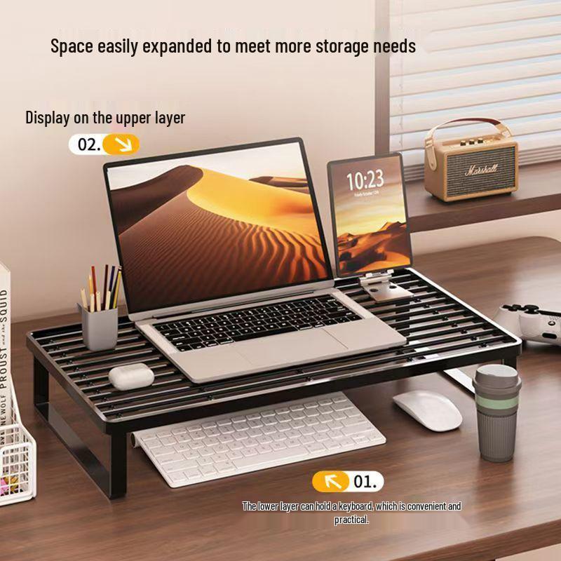 Laptop Cooling Stand with Riser Shelf for Monitor and Desktop