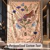 Butterflies Flowers Garden 1 Theme Wall Tapestry Customized With Name Text Personalized Hanging Tapestry For Bedroom Living Room Decor