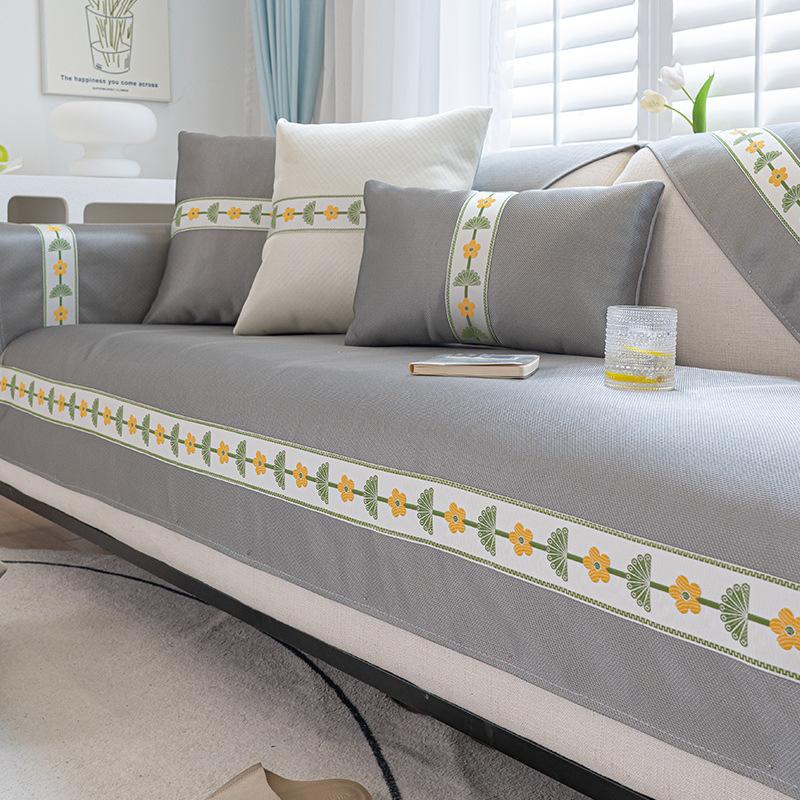 Ice Silk Sofa Cushion, Summer Mat, Non-Slip Seat Cushion, Advanced Sense  New Cream Wind Sofa Cover Cover Cloth